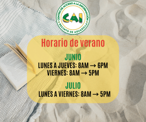 Horario del CAI (Biblioteca) durante Verano 2025
